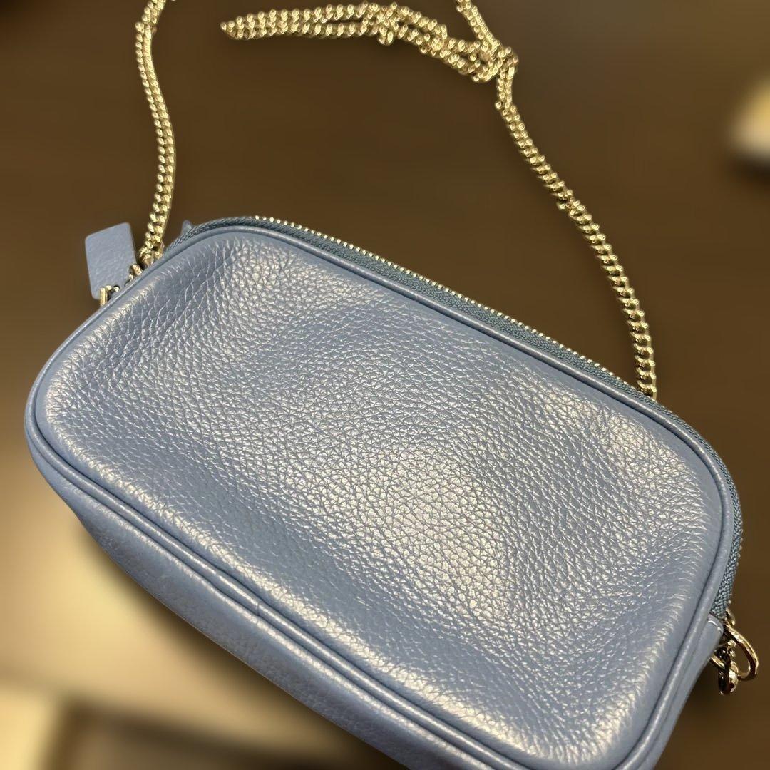 COACH ブルー レザー ショルダーバッグ