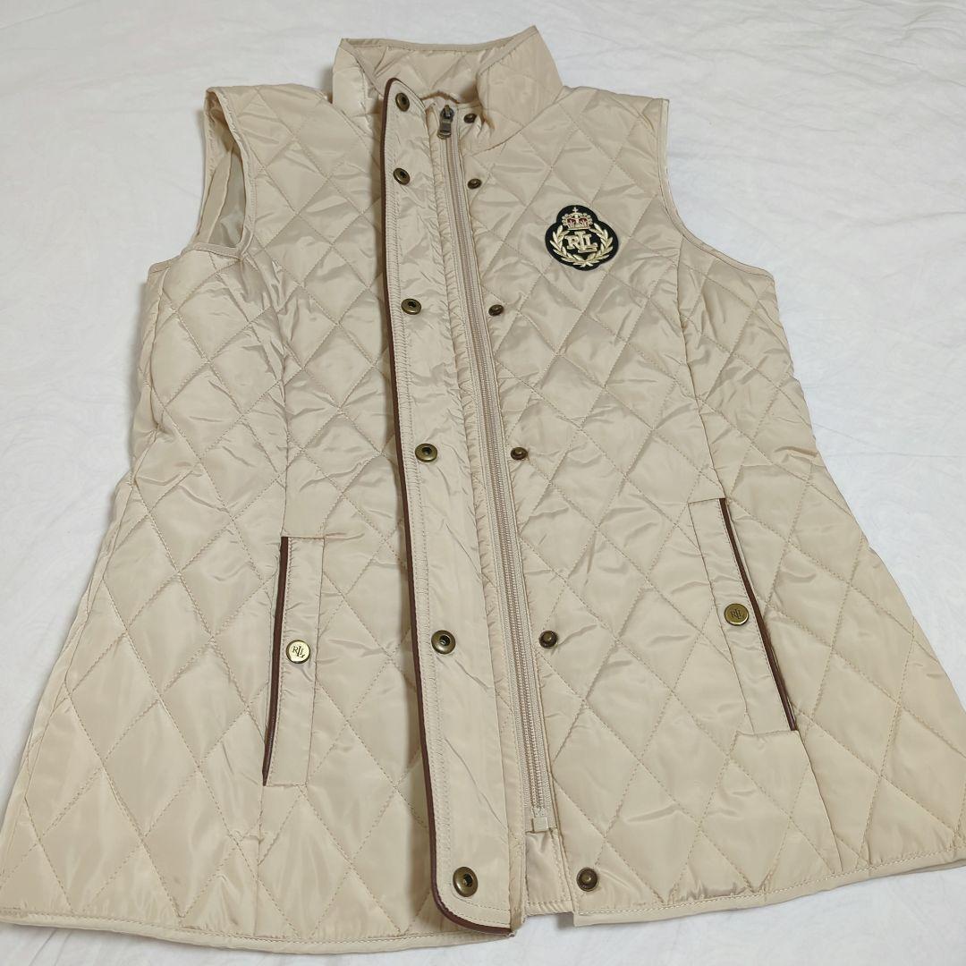 極美品✨ローレンラルフローレン キルティング ベスト エンブレム ベージュ S