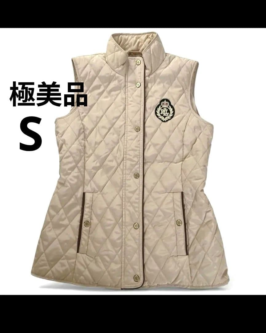 極美品✨ローレンラルフローレン キルティング ベスト エンブレム ベージュ S