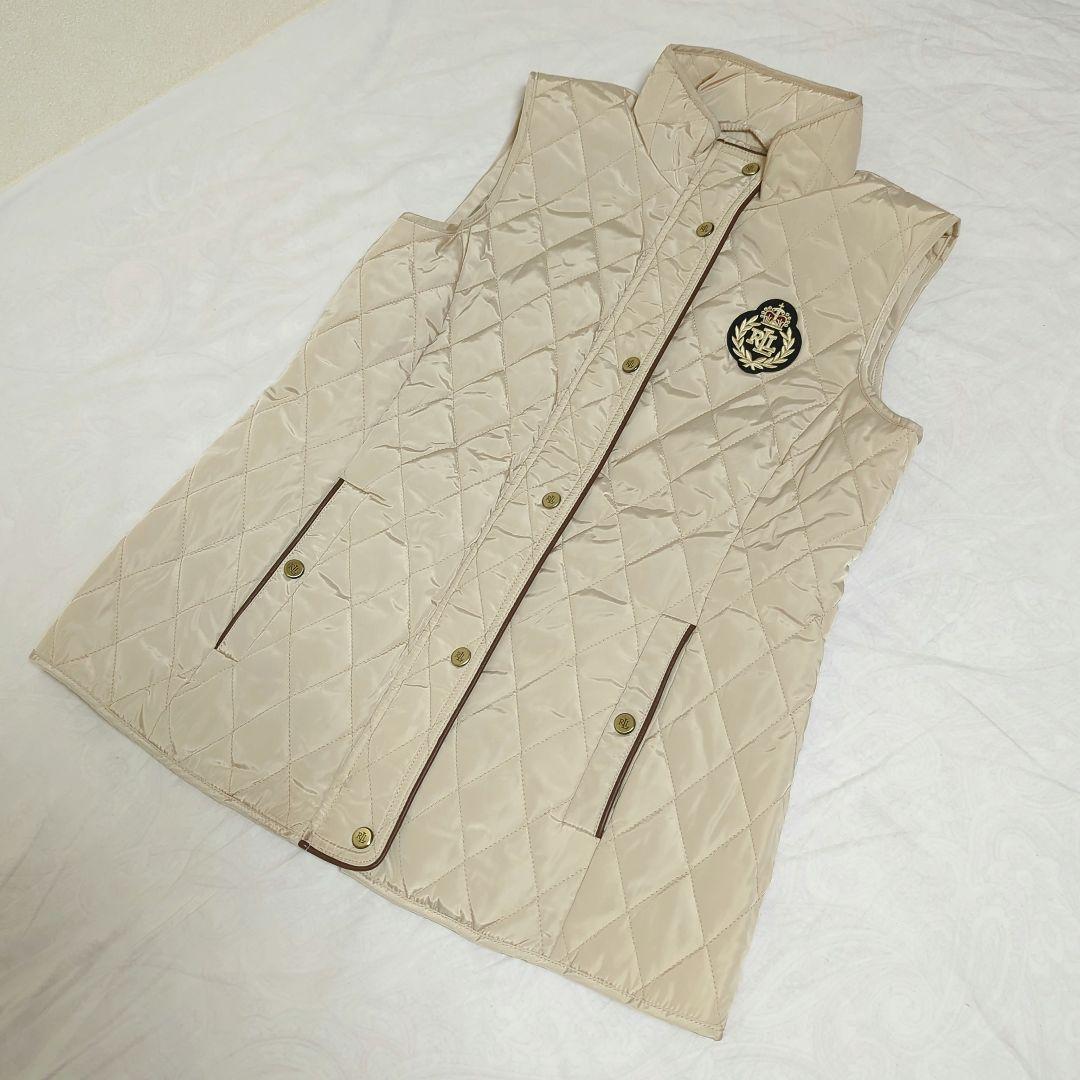 極美品✨ローレンラルフローレン キルティング ベスト エンブレム ベージュ S