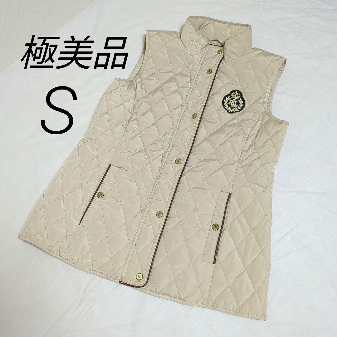 極美品✨ローレンラルフローレン キルティング ベスト エンブレム ベージュ S