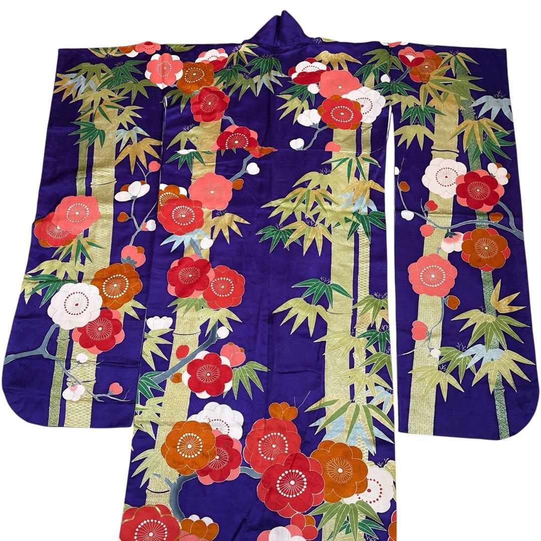 (う67) 紫翠(しすい)の花鼓✨梅彩きらめく雅のアンティーク振袖㊗️ ③点セット