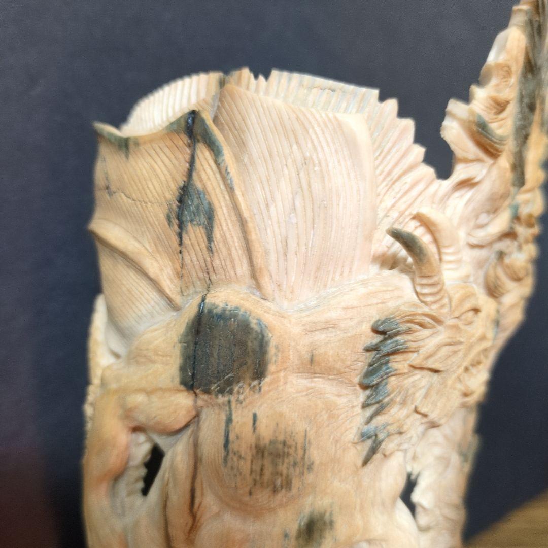 （希少） マンモス牙彫刻ストーンドラゴン 置物 本物保証 ロシア産 マンモス牙