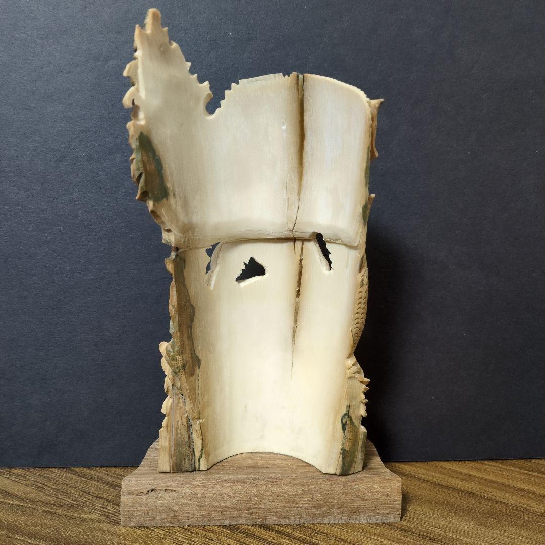 （希少） マンモス牙彫刻ストーンドラゴン 置物 本物保証 ロシア産 マンモス牙