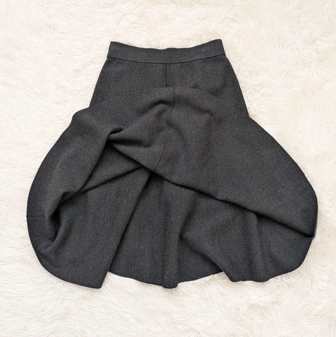 【美品】ANAYI　ファインメリノフレアニット スカート　チャコールグレー　36