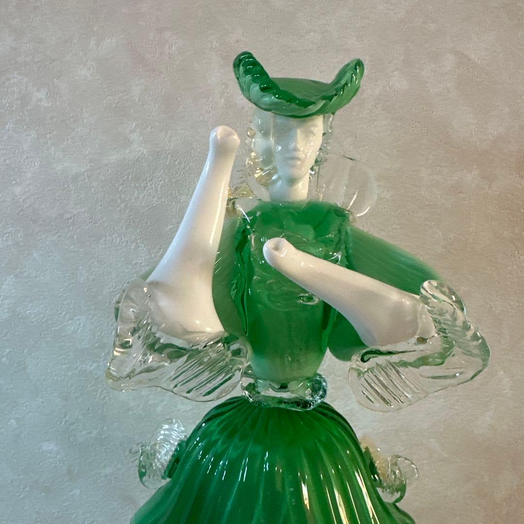 ガラス工芸　人形　ベネチアン ムラーノ　グリーン