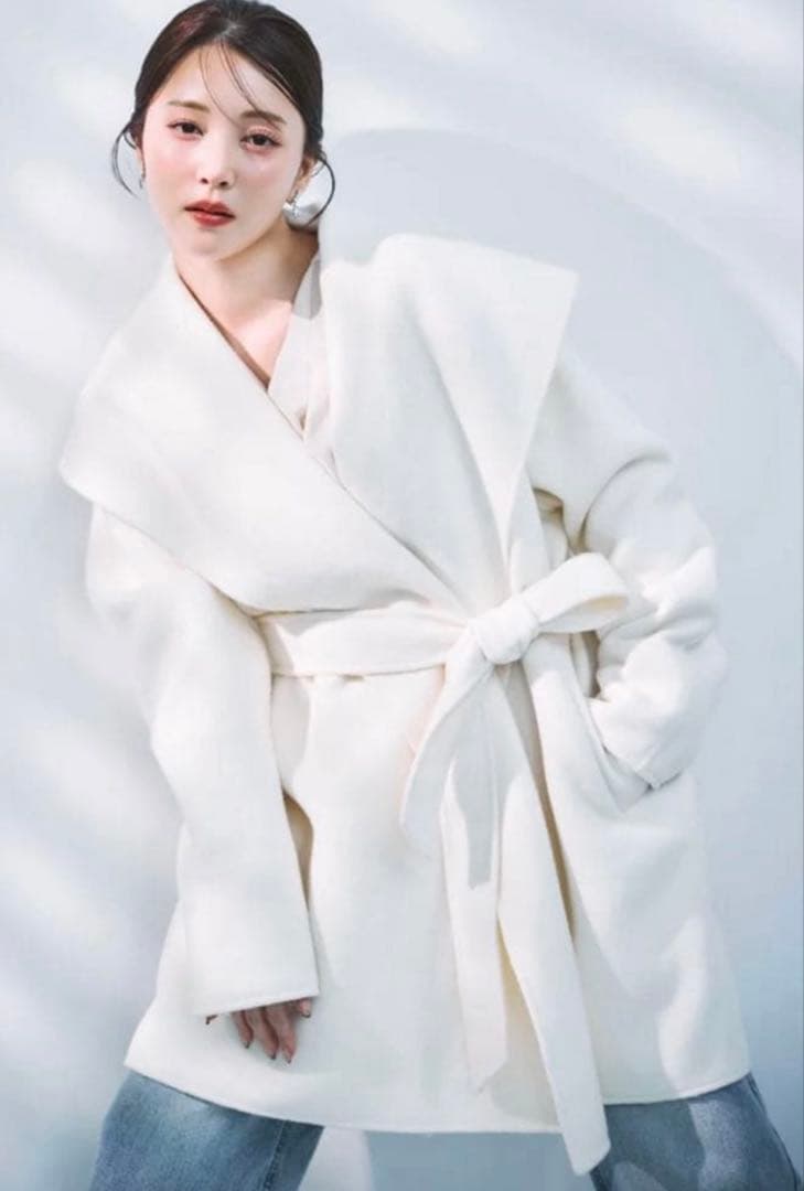 poláura ショールカラーウールミドルコート