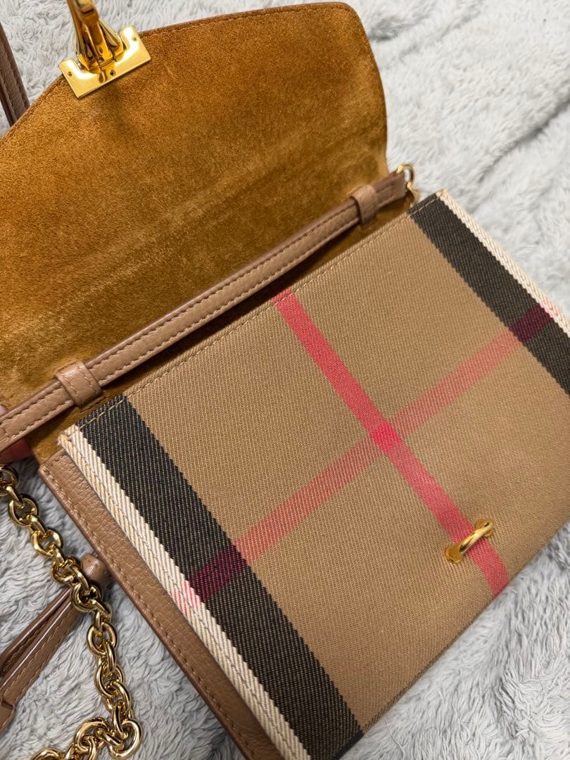 BURBERRY ショルダー ベージュ チェック レザー