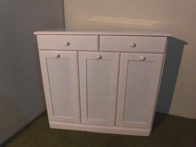 【展示品・新品】天然木大容量ダストボックス（3分別）ペール２５ℓ【ホワイト】