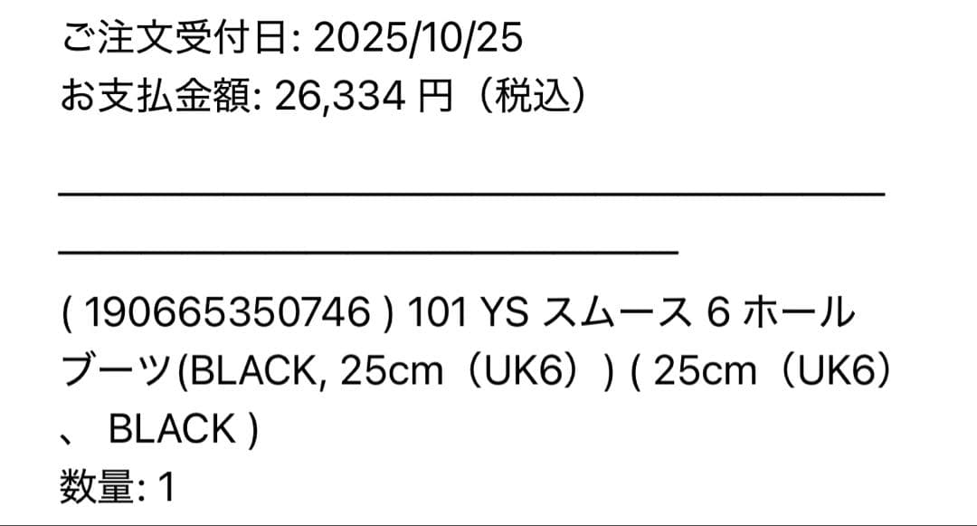 ドクターマーチン 101 YS スムース 6 ホール ブーツ25cm（UK6）