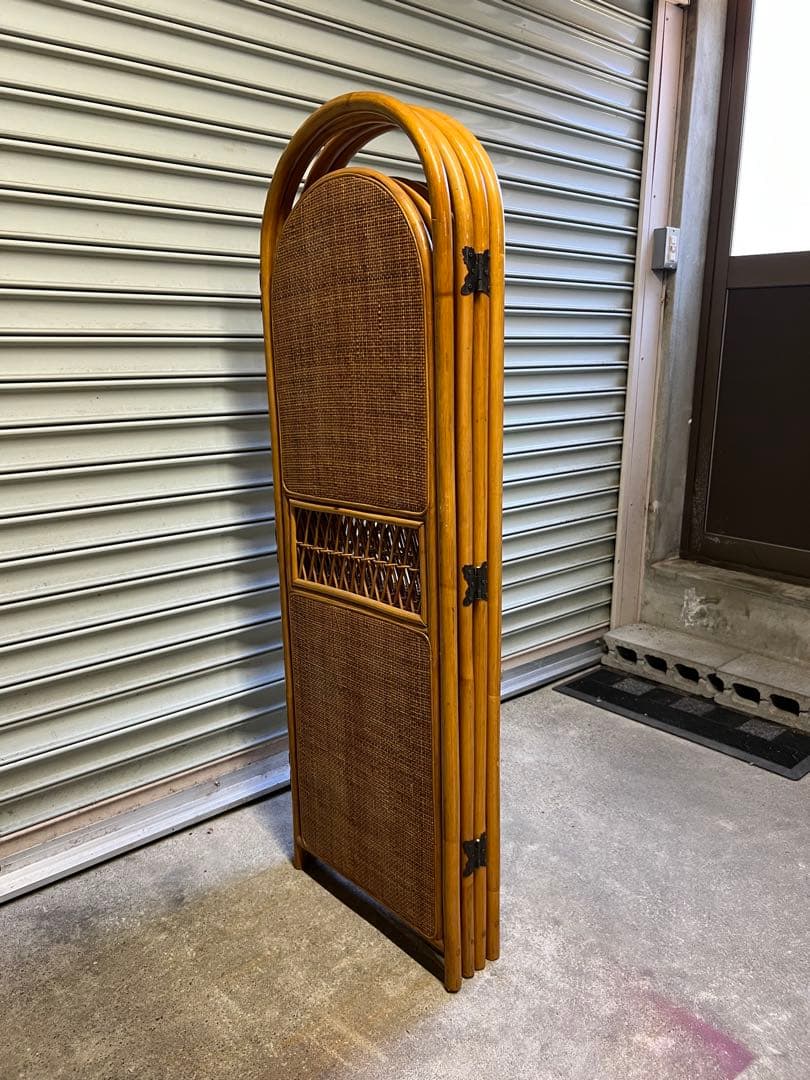 籐の衝立 4連 高さ約135 幅約46✖️4 部屋の簡易仕切り 着替時などに便利