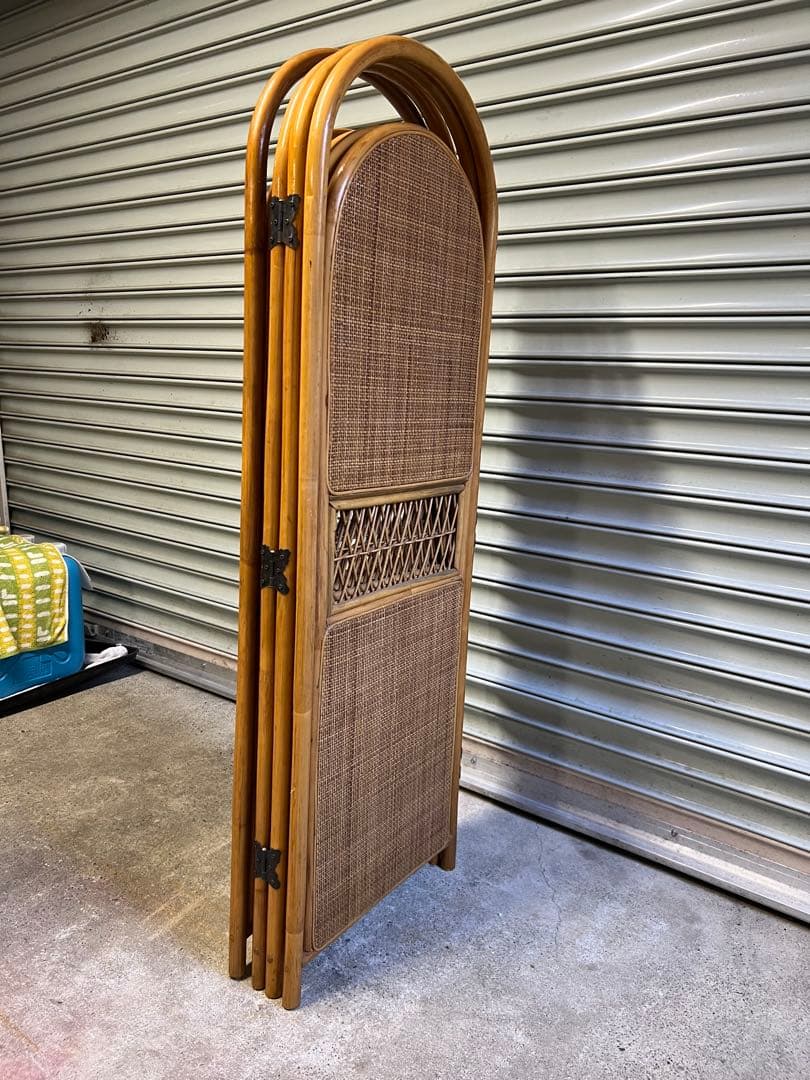 籐の衝立 4連 高さ約135 幅約46✖️4 部屋の簡易仕切り 着替時などに便利