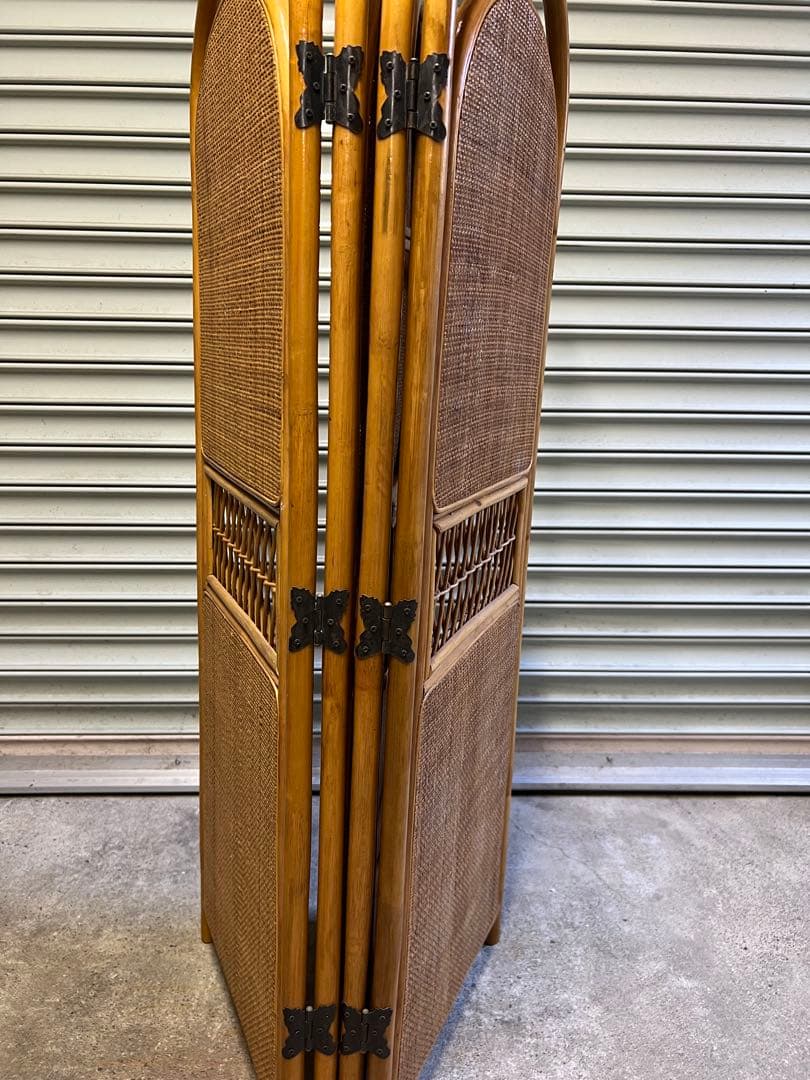 籐の衝立 4連 高さ約135 幅約46✖️4 部屋の簡易仕切り 着替時などに便利