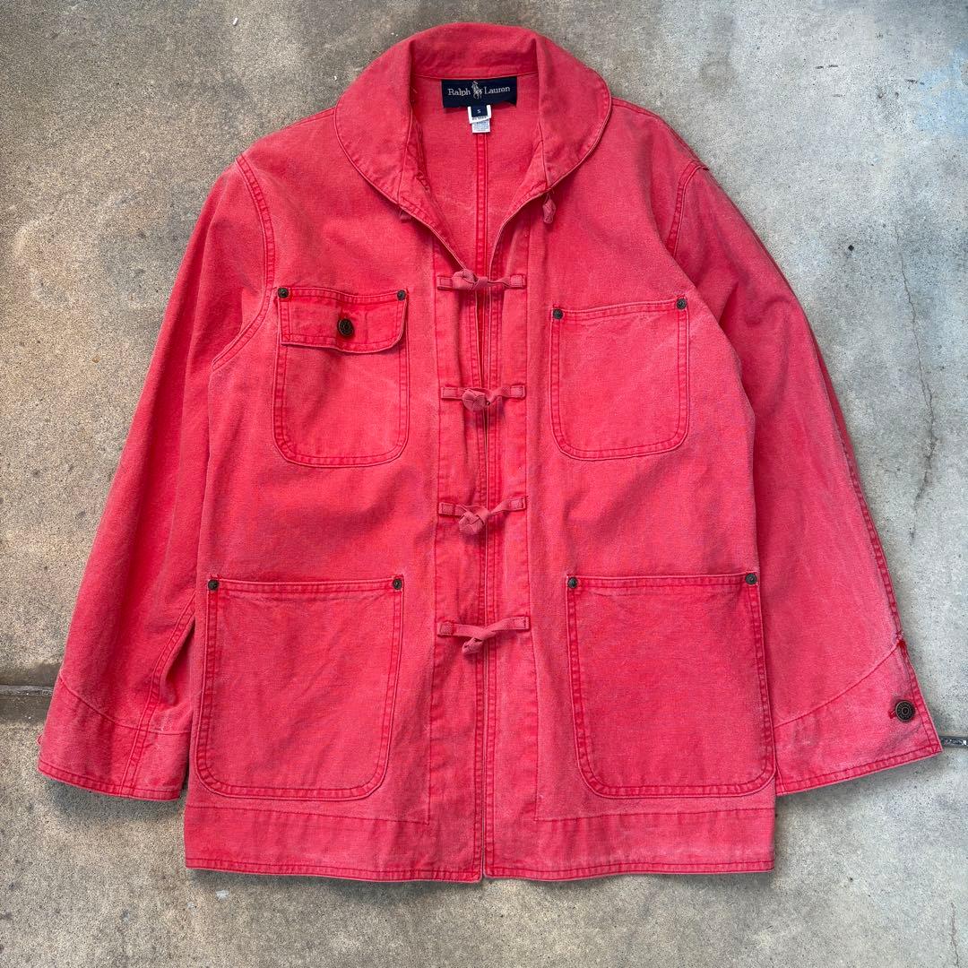 80s RALPH LAUREN コットンダック　カバーオール　ショールカラー