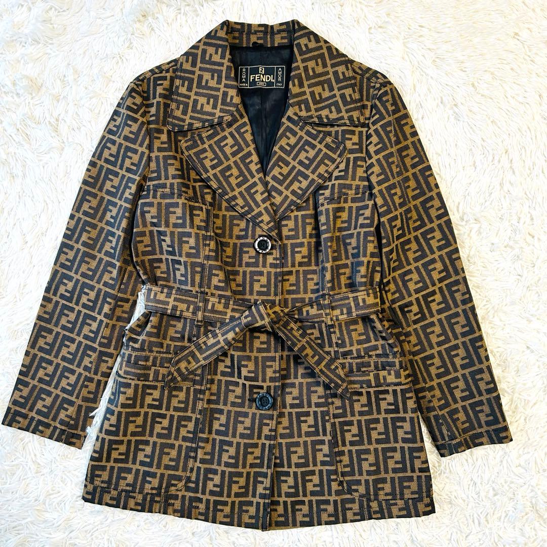 FENDI フェンディ トレンチコート ズッカ柄 ベルト ポケット ハーフコート
