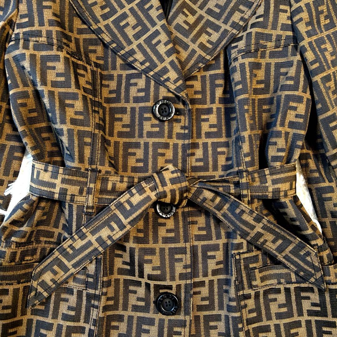 FENDI フェンディ トレンチコート ズッカ柄 ベルト ポケット ハーフコート