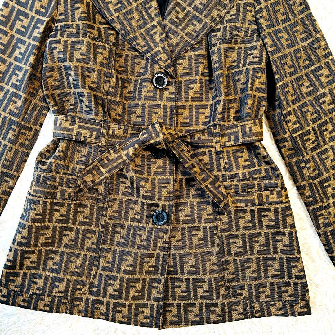 FENDI フェンディ トレンチコート ズッカ柄 ベルト ポケット ハーフコート