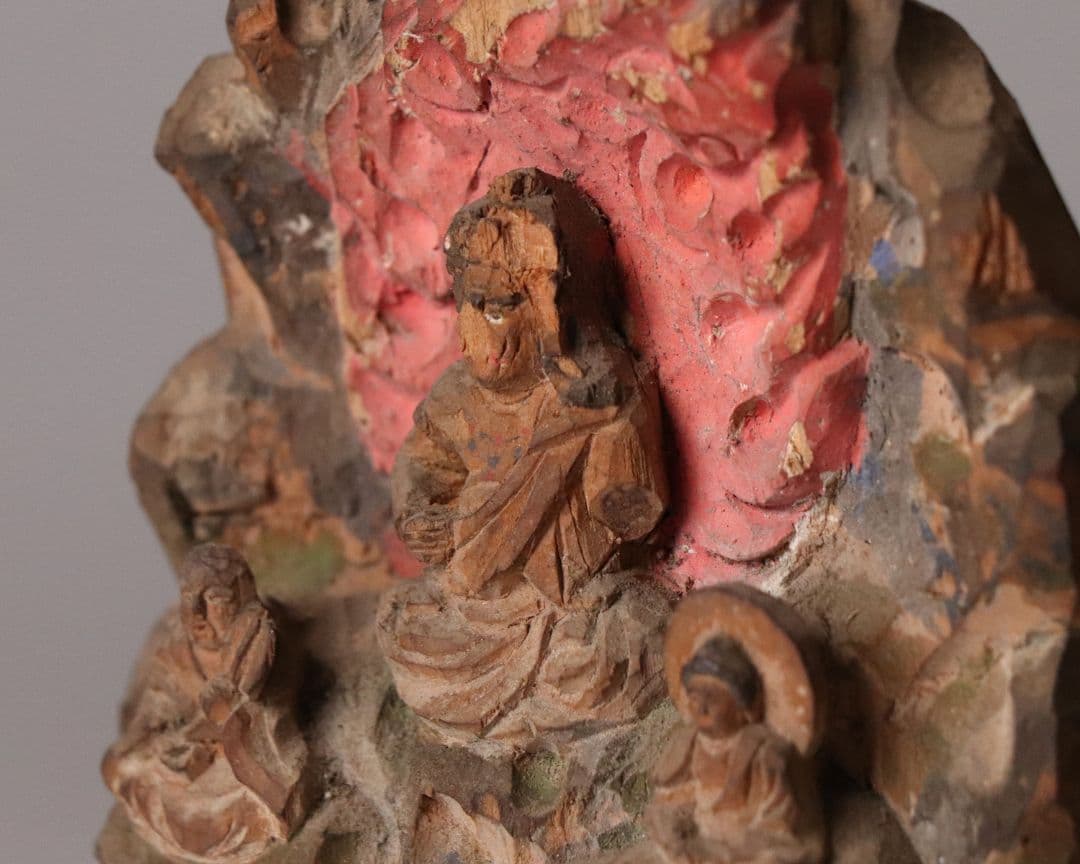 時代 木彫 彩色 不動明王 仏像 高11.3cm 木造 仏教美術【MA467】