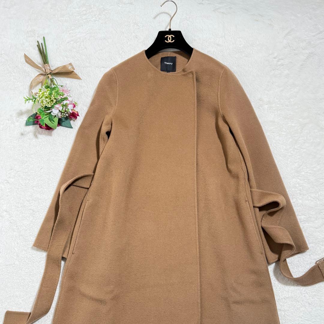 セオリー　ウールカシミヤダブルフェイスコート　カシミヤ混　ロングコート