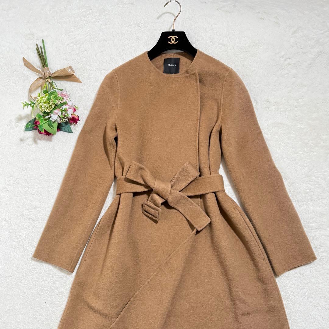 セオリー　ウールカシミヤダブルフェイスコート　カシミヤ混　ロングコート