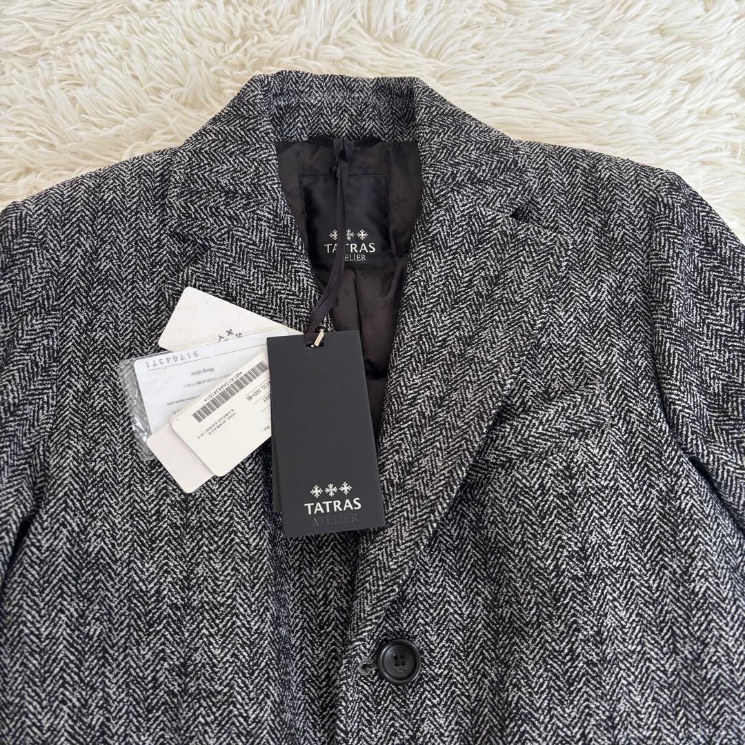 極美品タトラスTATRASダウンチェスターコート ツイードヘリンボーンアトリエ