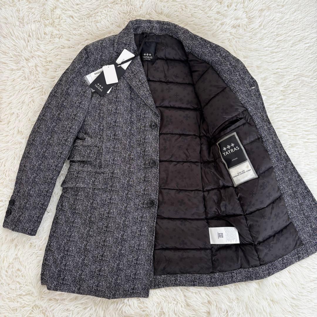 極美品タトラスTATRASダウンチェスターコート ツイードヘリンボーンアトリエ