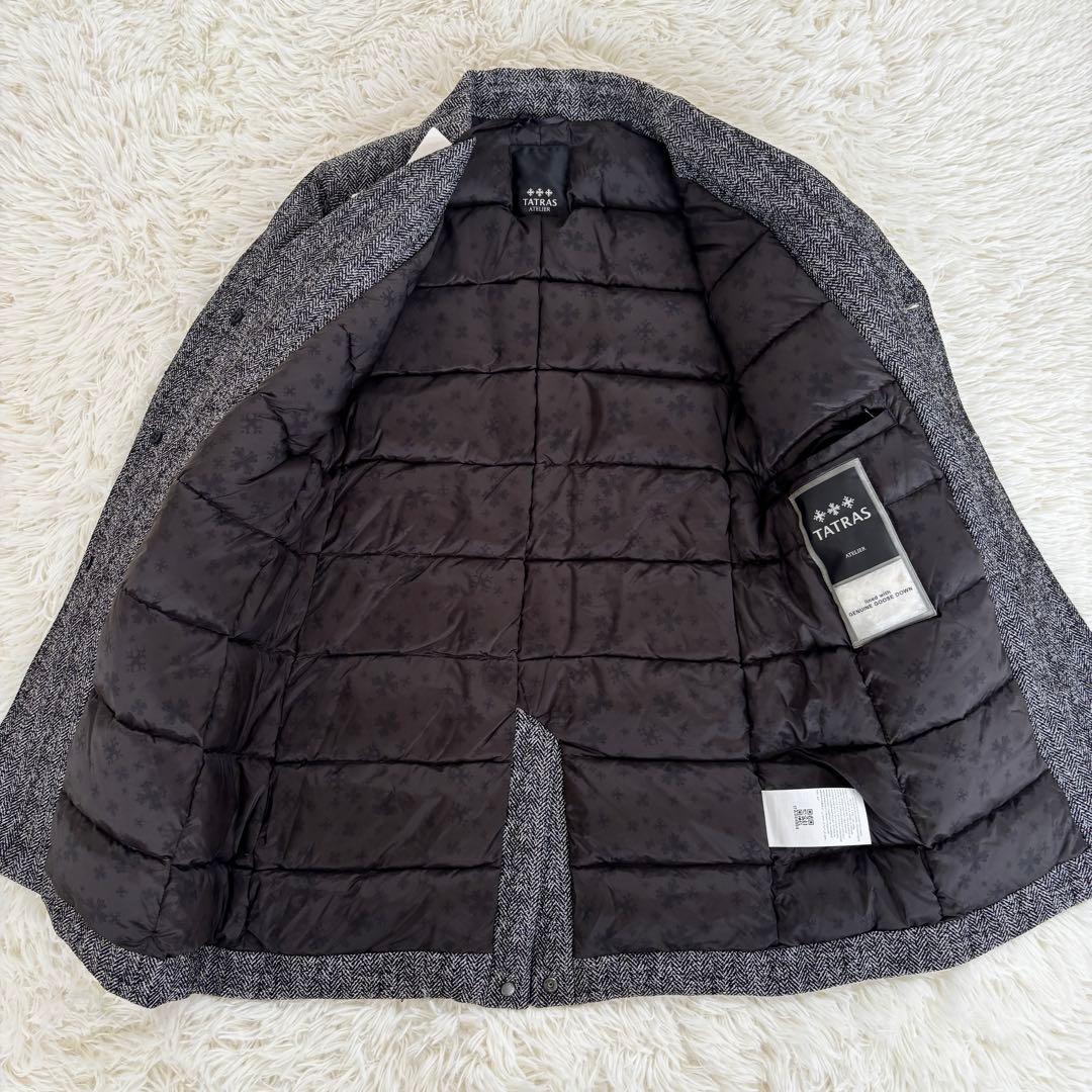 極美品タトラスTATRASダウンチェスターコート ツイードヘリンボーンアトリエ