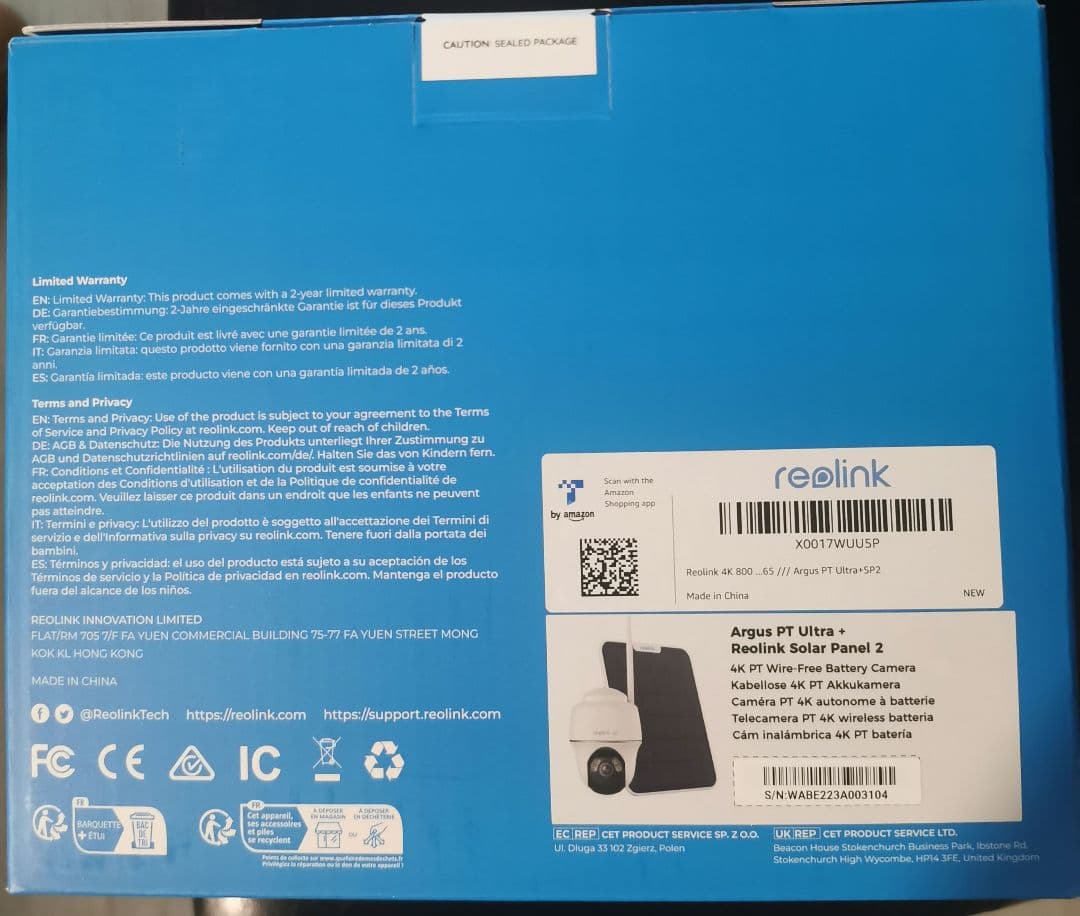 【新品未開封】Reolink 防犯カメラ 屋外 ソーラー 4K 800万超高画素