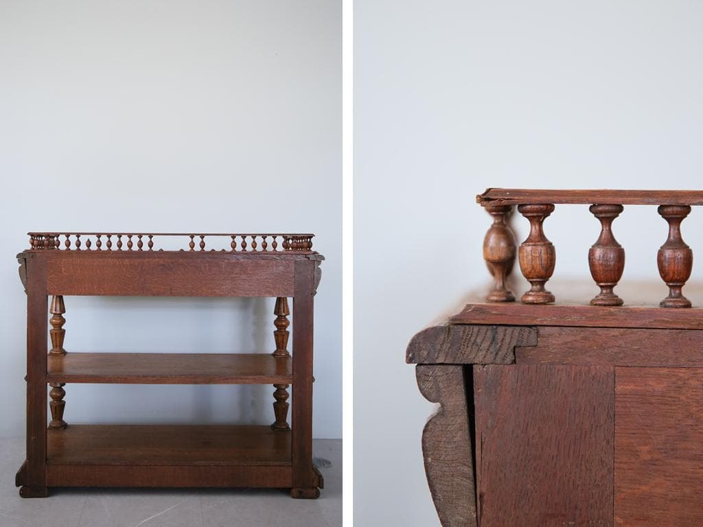 フランスアンティークアンリ2世様式サイドボード/キャビネット飾り棚(71-123