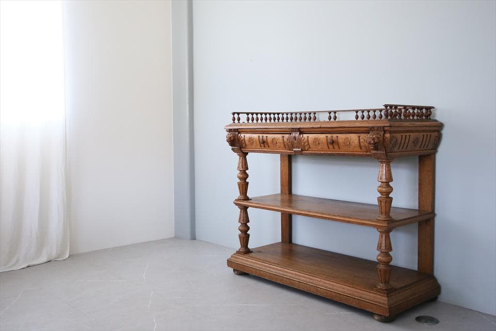 フランスアンティークアンリ2世様式サイドボード/キャビネット飾り棚(71-123