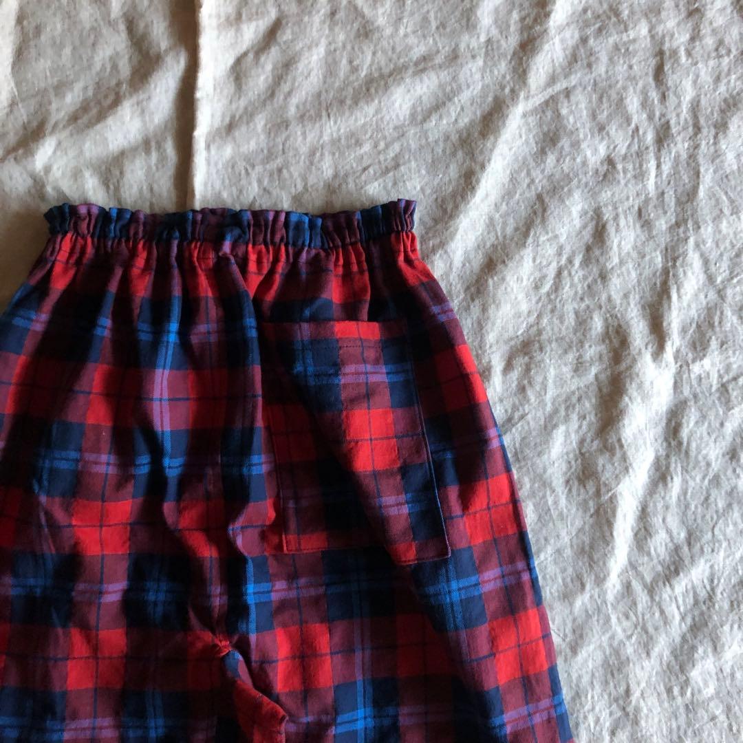 コットンフランネル　ヘリンボンチェック　もんぺ