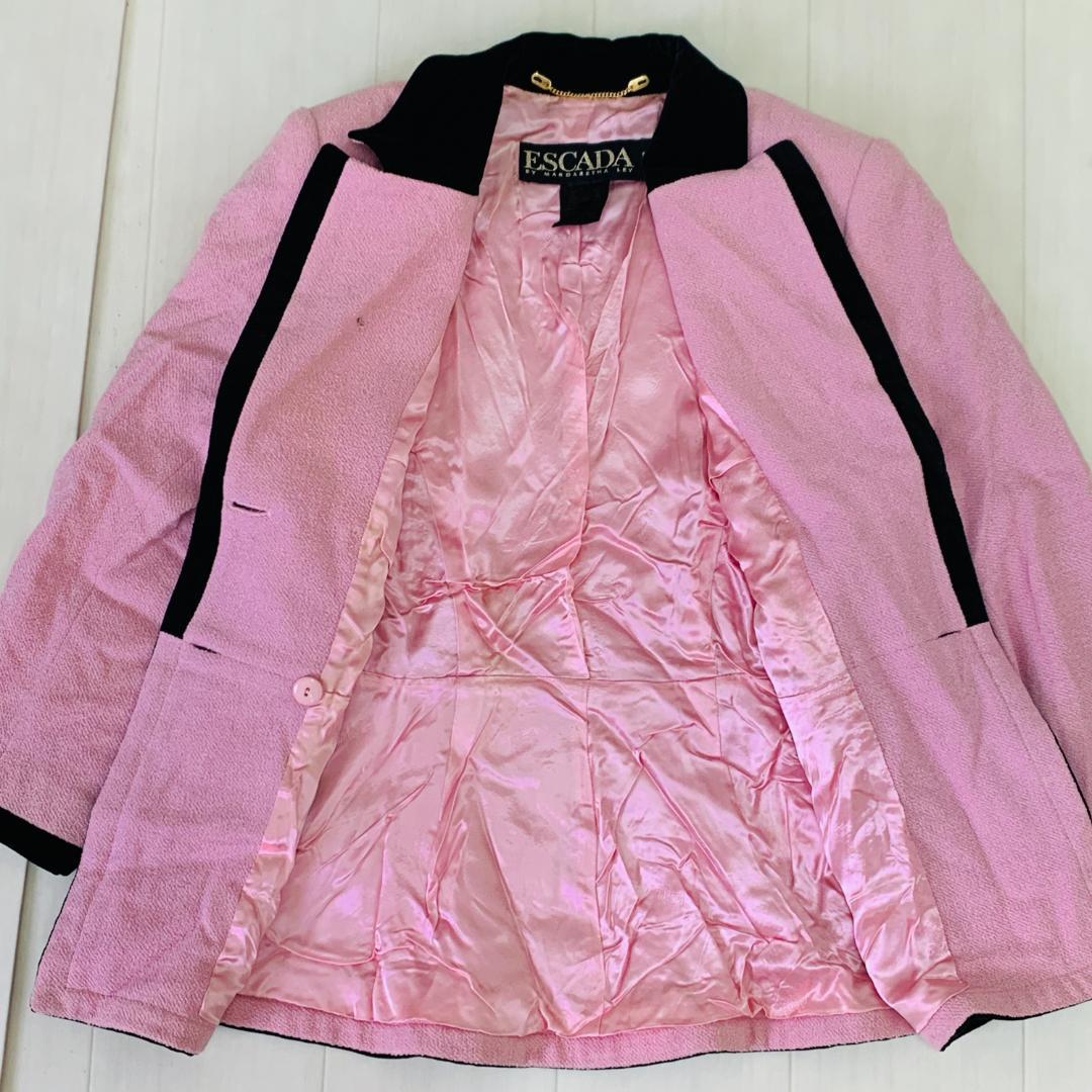 美品 ESCADA エスカーダ ウールジャケット ピンク 40 万能 おしゃれ
