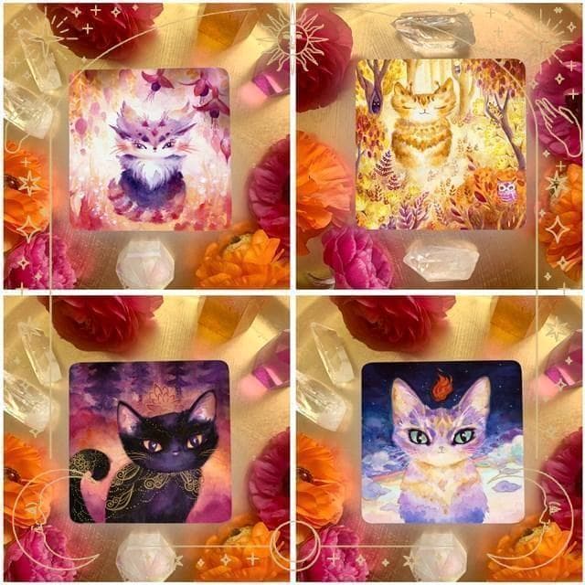 【正規品オラクルカード】海外インディーズデッキ✨スクエア型✨魔法の猫たちのカード