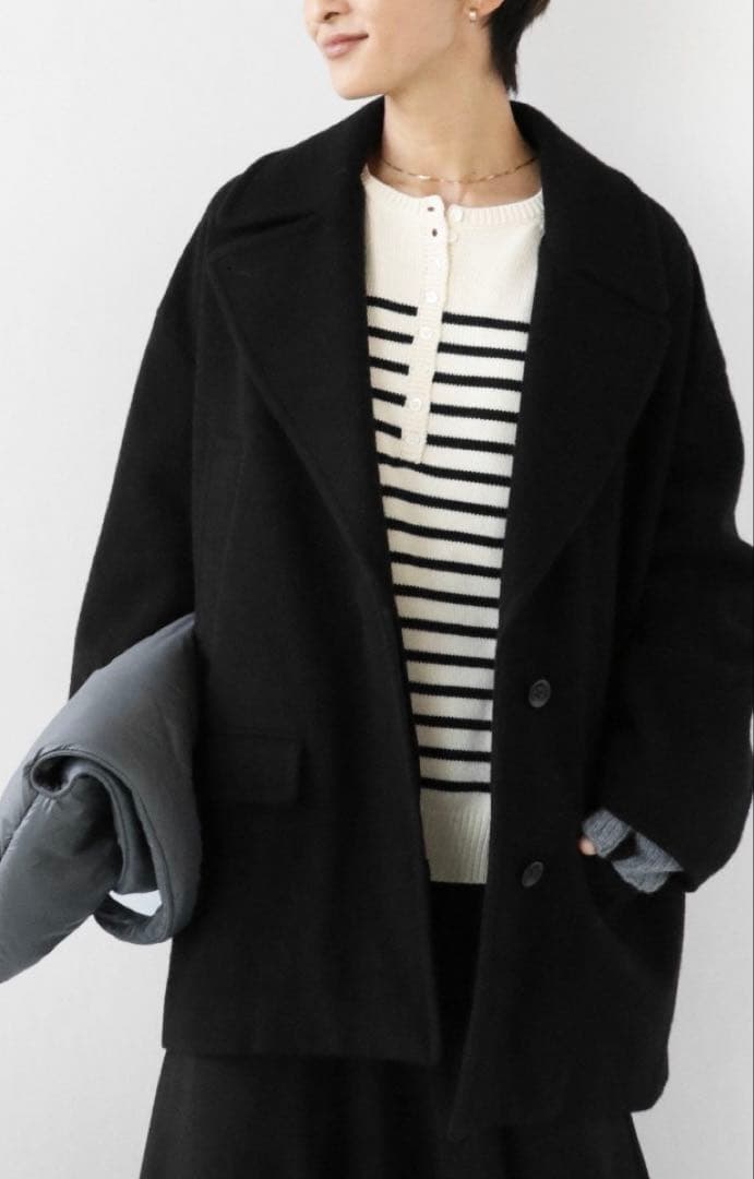 JOURNAL STANDARD relumeビシュウウールPコート ブラック