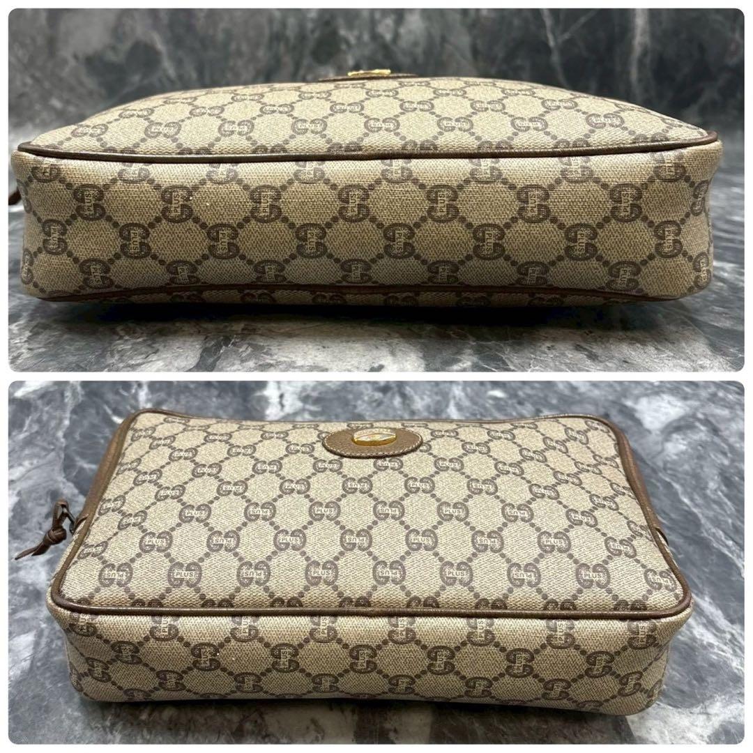 ✨美品✨GUCCI クラッチバッグ GG ブラウン ベージュ ロゴ レザー 金具