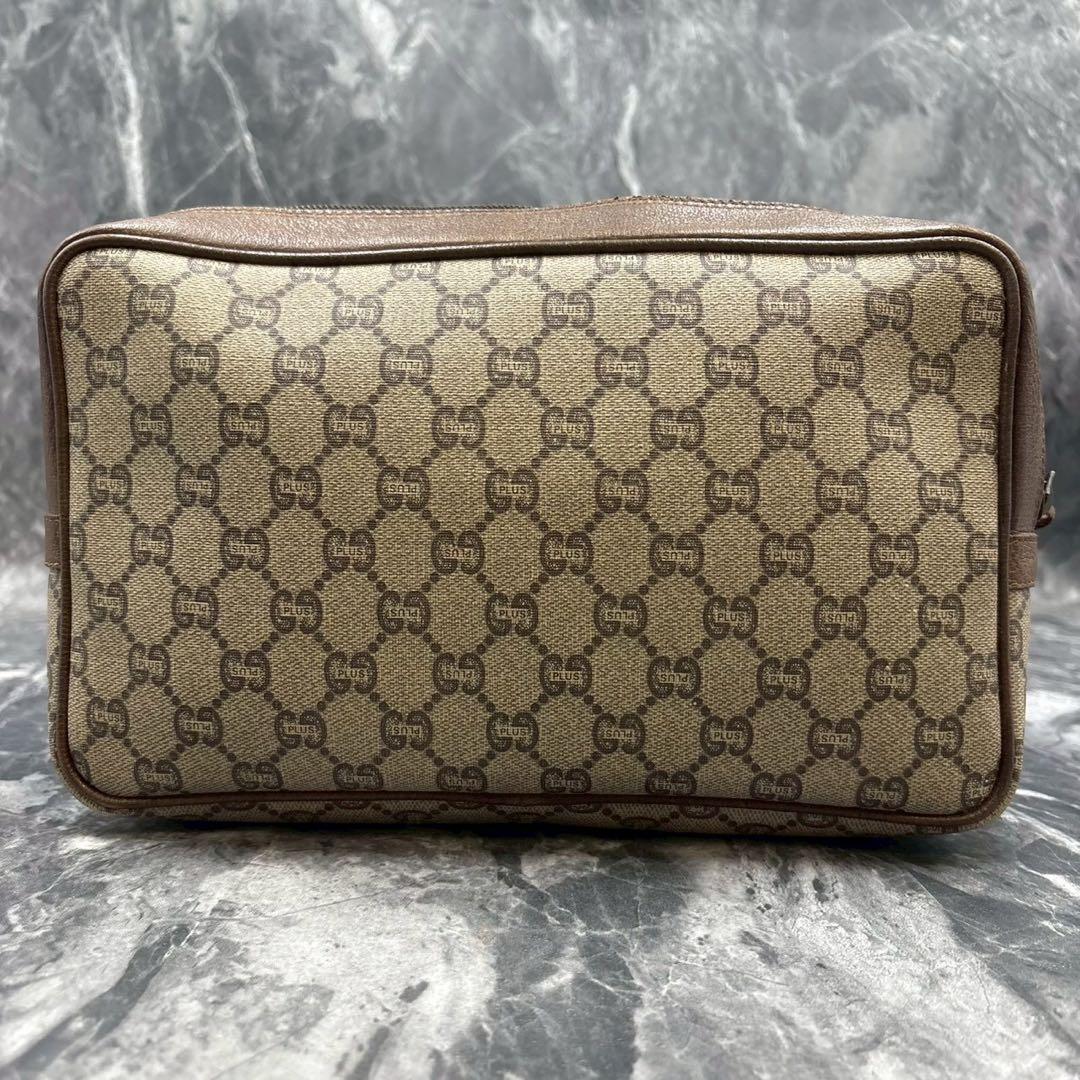 ✨美品✨GUCCI クラッチバッグ GG ブラウン ベージュ ロゴ レザー 金具