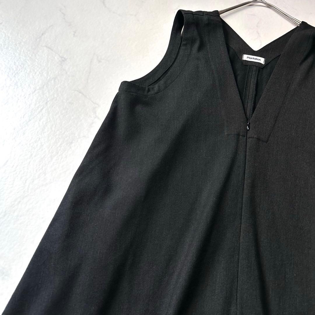 美品 プランテーション Vネック ジャンパースカート ロングワンピースワイド