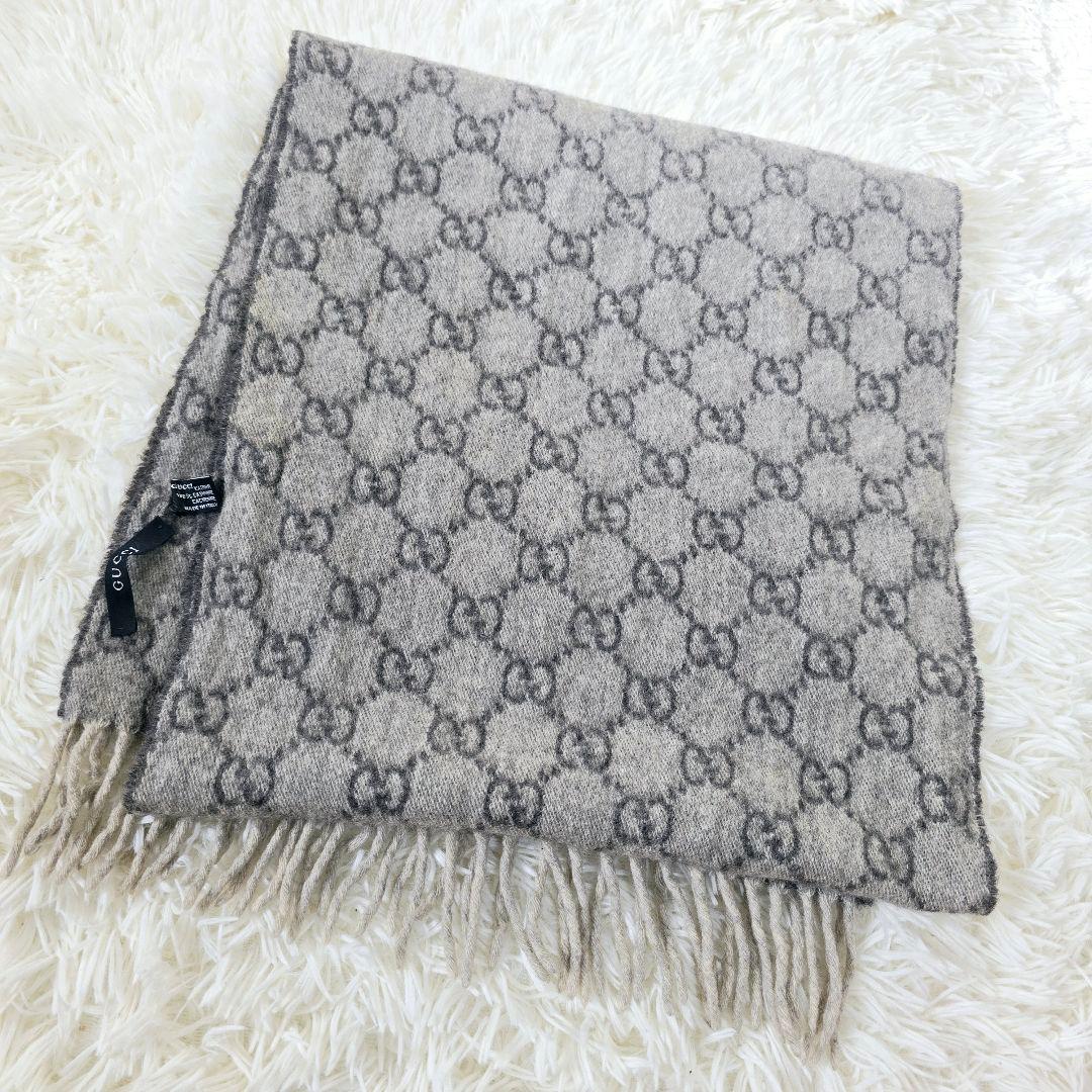 はなっぷ様✨ グッチ カシミヤ100％ GG 総柄　マフラー グレー