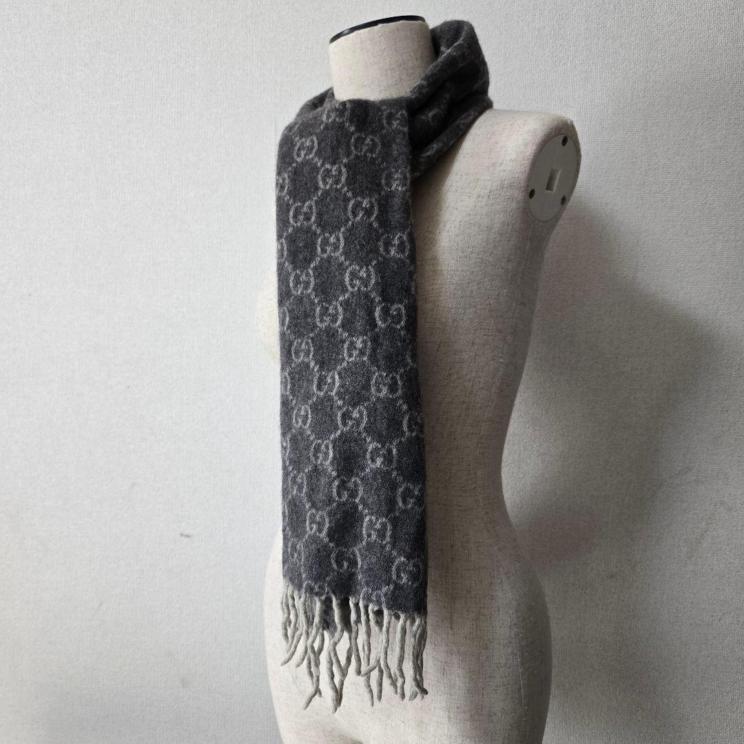 はなっぷ様✨ グッチ カシミヤ100％ GG 総柄　マフラー グレー