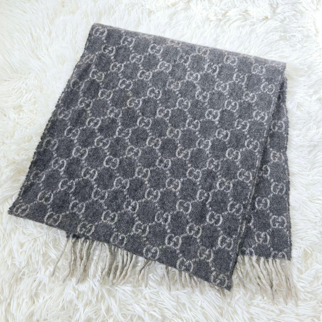 はなっぷ様✨ グッチ カシミヤ100％ GG 総柄　マフラー グレー