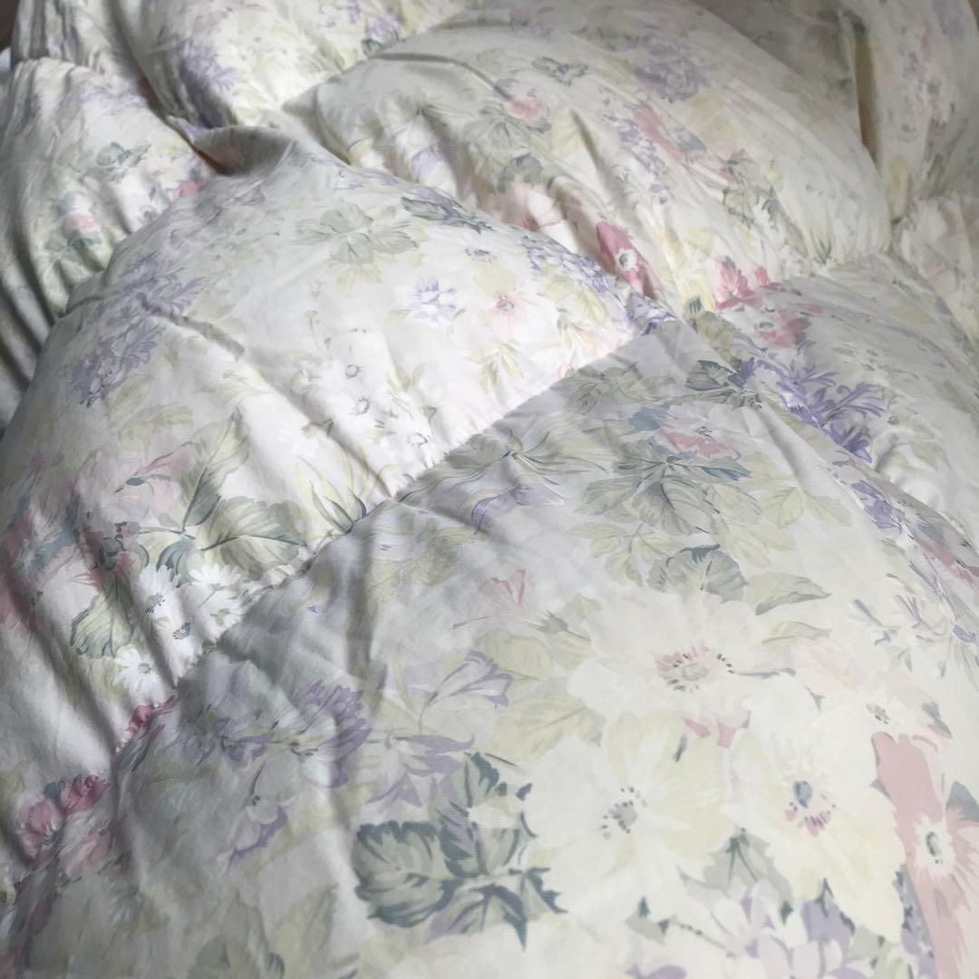 直接取り引き可能　ロマンス小杉　キングサイズ フラワーパターン掛け布団　シルク