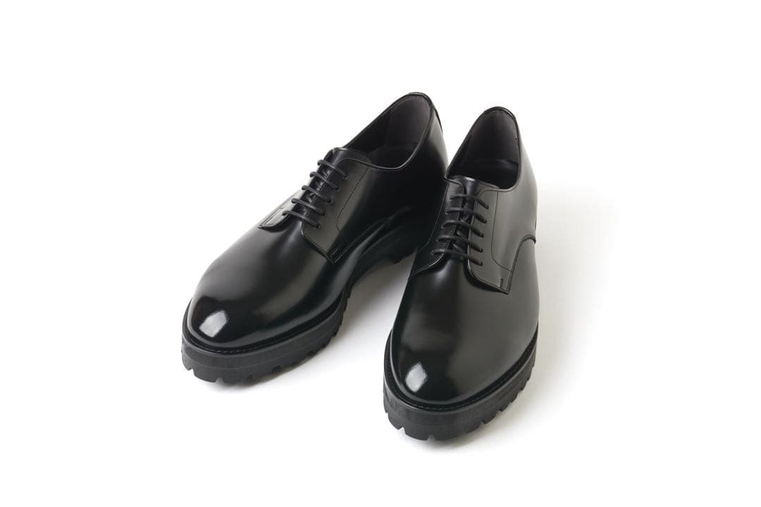 期間値下 6cmUP シークレットシューズ ラウンドトゥ 黒 ADELO 牛革