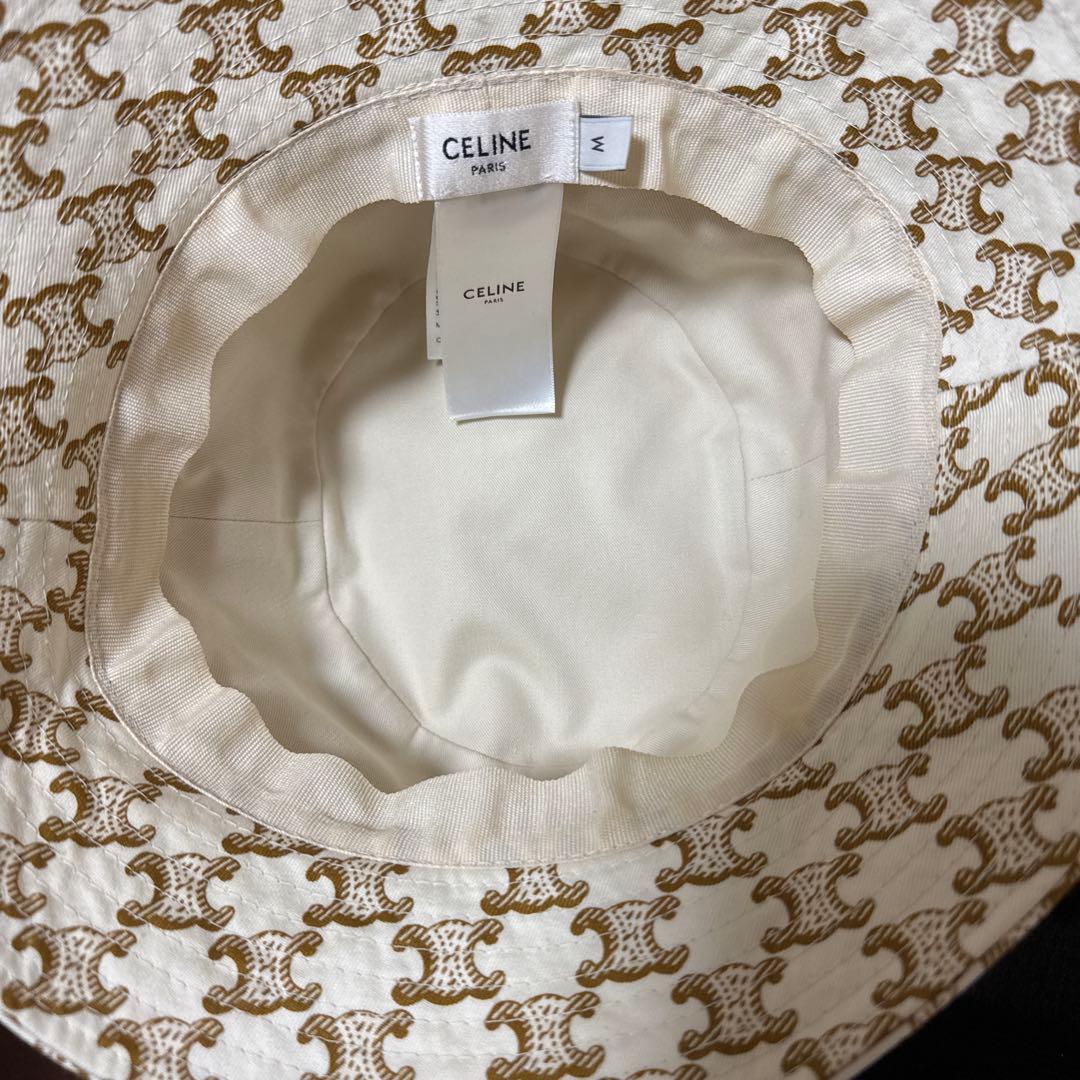 CELINE M sizeバケットハット ホワイト ブラウン