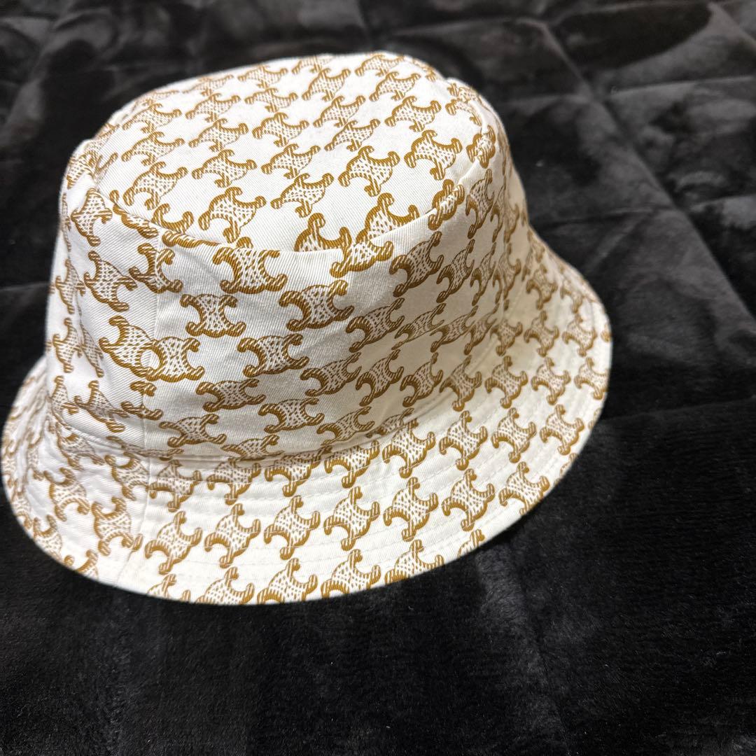 CELINE M sizeバケットハット ホワイト ブラウン