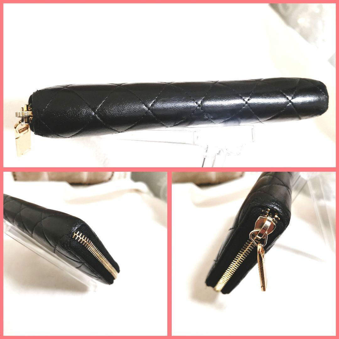 チョコ!シャネルCHANELラウンドファスナー長財布ココマーク黒マトラッセ