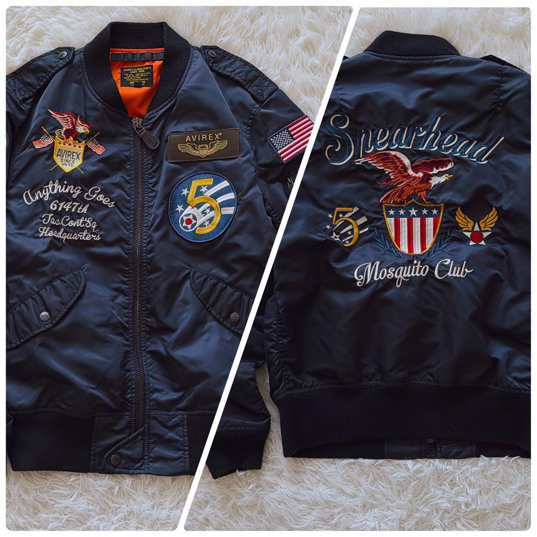 XLサイズ AVIREX MA-1 フライトジャケット ワッペン 刺繍デザイン