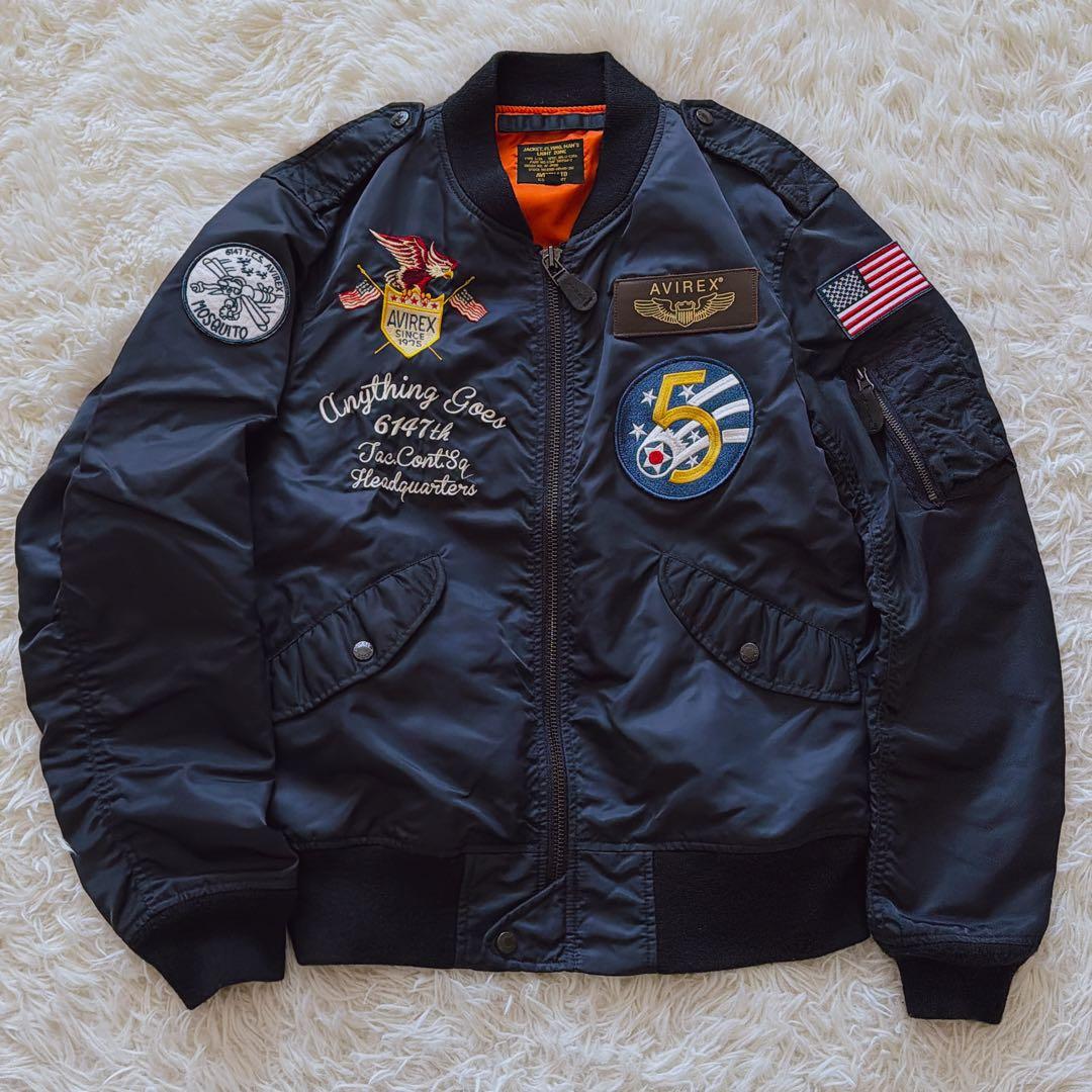 XLサイズ AVIREX MA-1 フライトジャケット ワッペン 刺繍デザイン