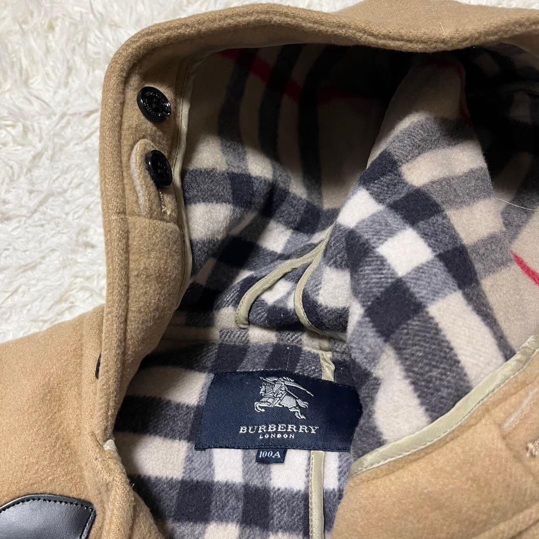 美品 BURBERRY 110 キャメル チェック ダッフルコート キッズ