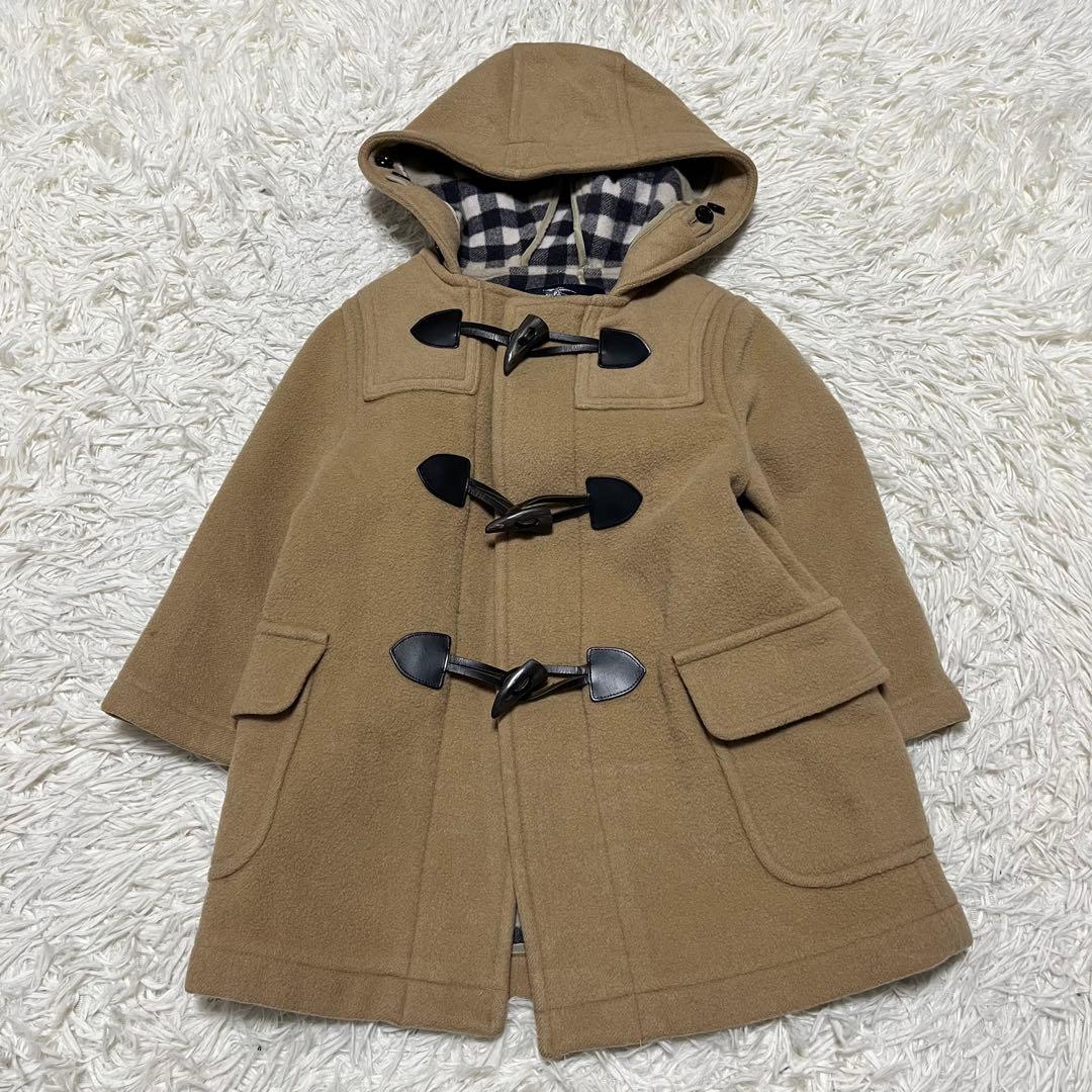 美品 BURBERRY 110 キャメル チェック ダッフルコート キッズ