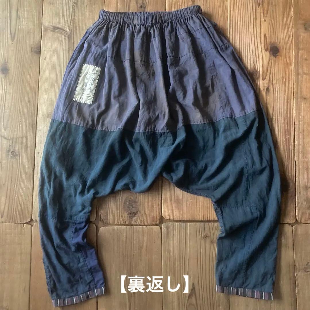 古布リメイク 風呂敷 縞木綿 ピエロもんぺ サルエル モンキーパンツ